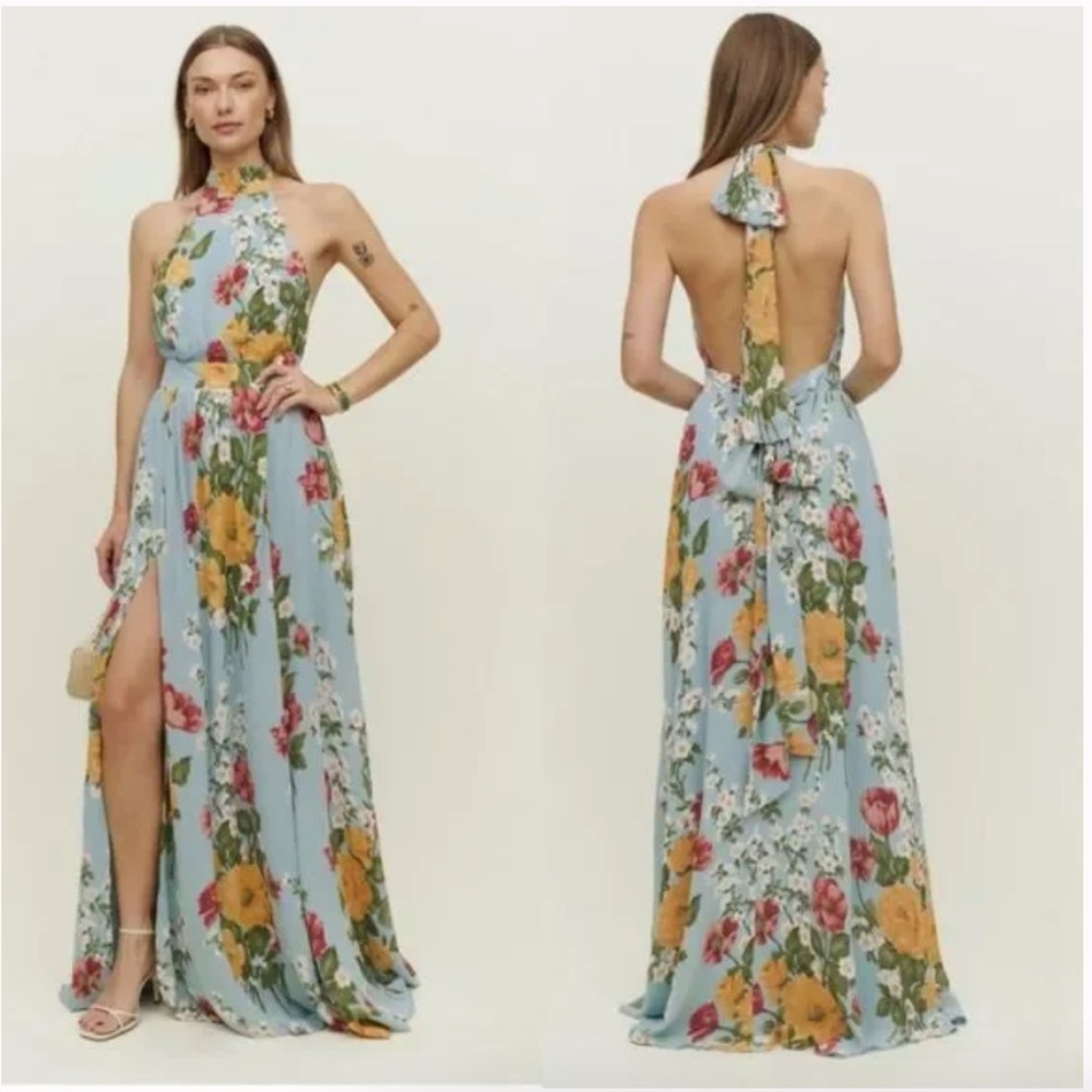 Reformation Andee Dress - Blue, Yellow, Red